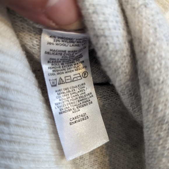 LOFT women's tunic oversized wool blend sweater cream gray Sz XS - Picture 5 of 11